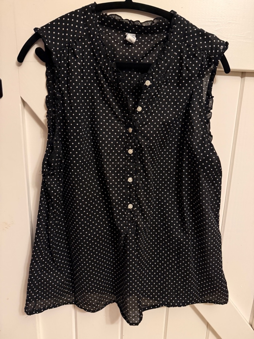 Old Navy Sleeveless Black Polka Dot Button-Front Top-XL